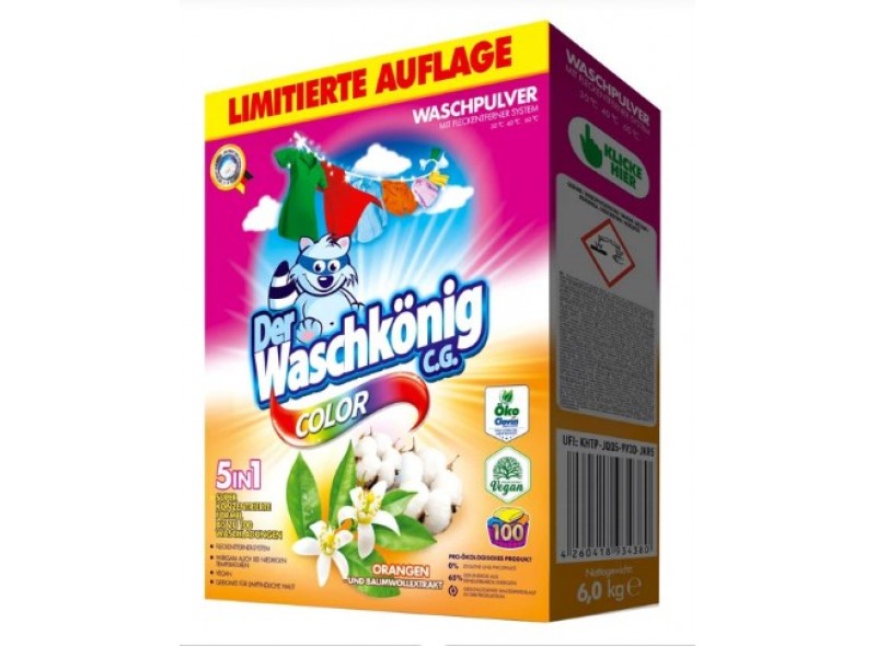 Порошок для прання WASCHKONIG Color Orangen und Baumwollextrakt (апельсин і бавовна) 6 кг, к/к (97-077)